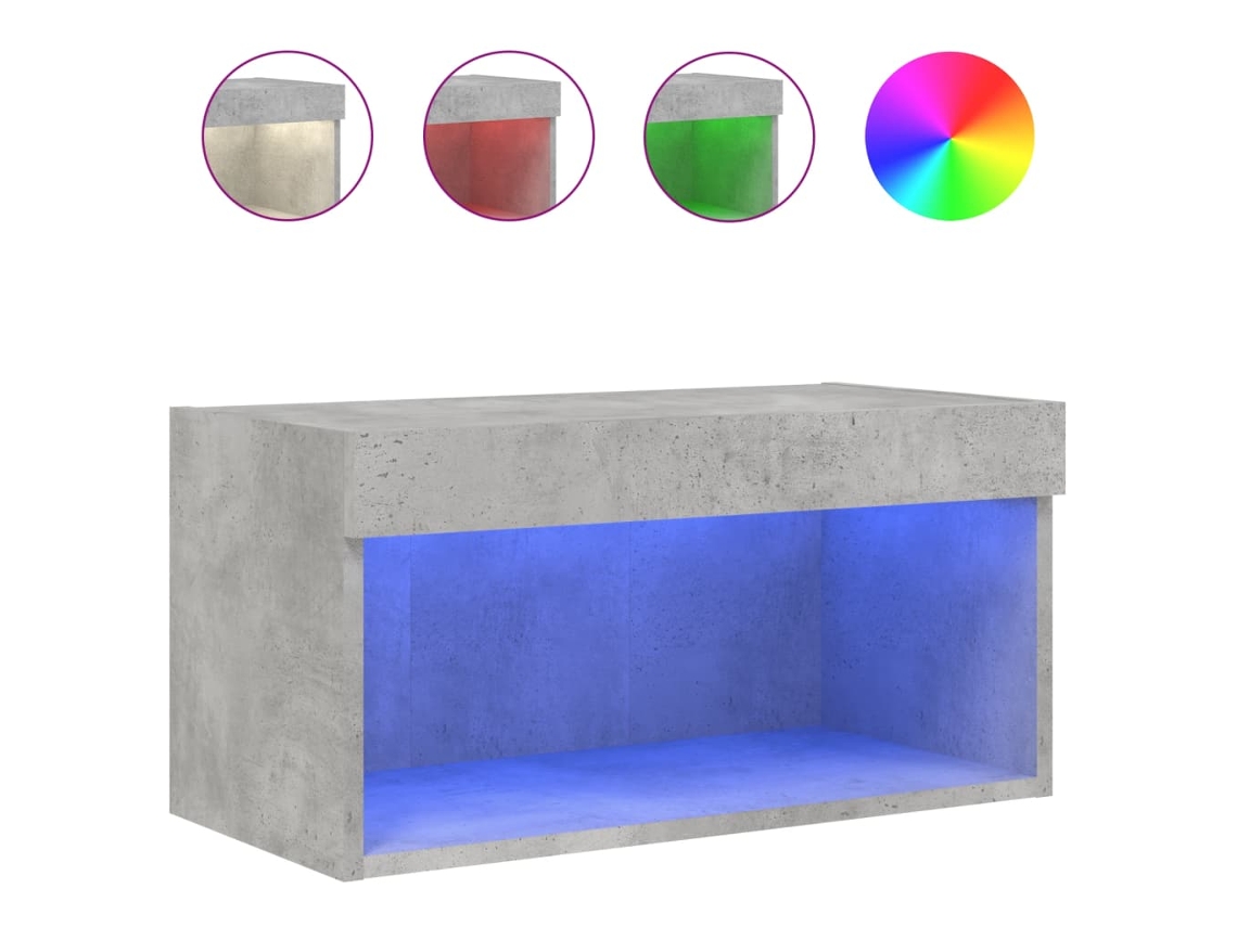 Maison Exclusive - Mueble Para Tv Con Luces Led Gris Hormigón 60x30x30 Cm
