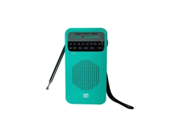 Radio portátil AM FM con altavoz, entrada para auriculares, 2 pilas AA, color verde