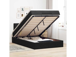Syfax™ Cama Otomana Con Colchón Y Led Terciopelo Negro 120x190cm