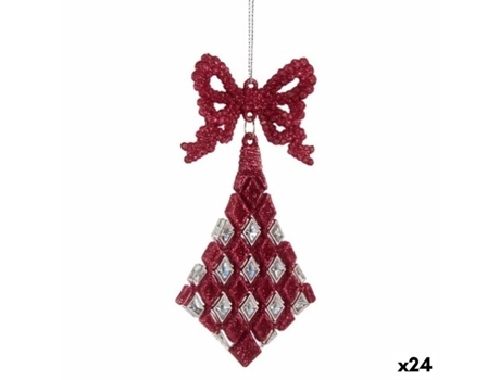 Conjunto de Adornos de Navidad KRIST Adorno Navideño Lazo Rombos Plástico Rosa - 24un (15.5x7.5X1cm)