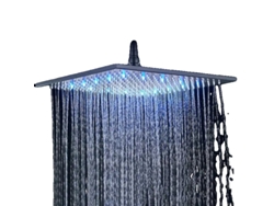 Cabezal de ducha de lluvia, LED cambiante, negro mate, 16 pulgadas, OEM negro