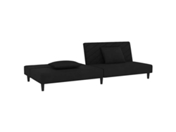 Sofá Cama De 2 Plazas Con Dos Almohadas Terciopelo Negro
