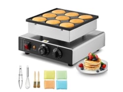 Mini máquina para hacer panqueques de acero inoxidable con 9 moldes, Dorayaki 850w antiadherente, fácil limpieza Tekmaquinas