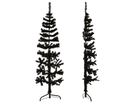 vidaXL Medio árbol de Navidad artificial con soporte negro 120 cm