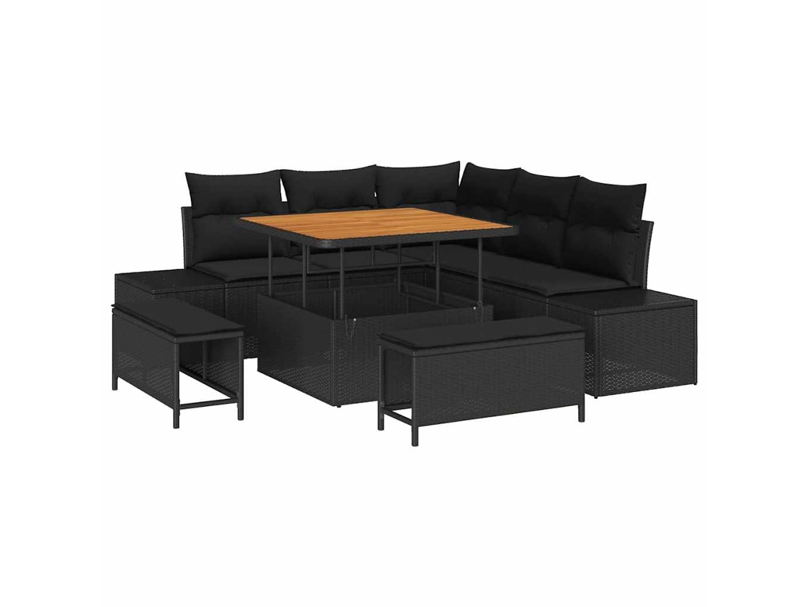 Maison Exclusive - Conjunto De Sofás De Jardín Con Cojín 8 Pcs Negro Poliratán