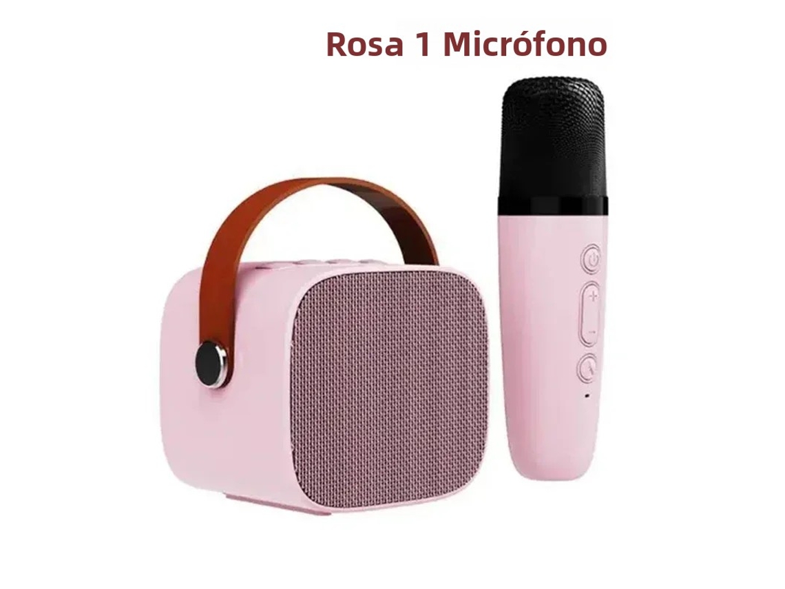 (rosa + 1 Micrófono) Máquina De Karaoke Inalámbrica Con Doble Micrófono Y Sonido Envolvente Estéreo De Alta Definición
