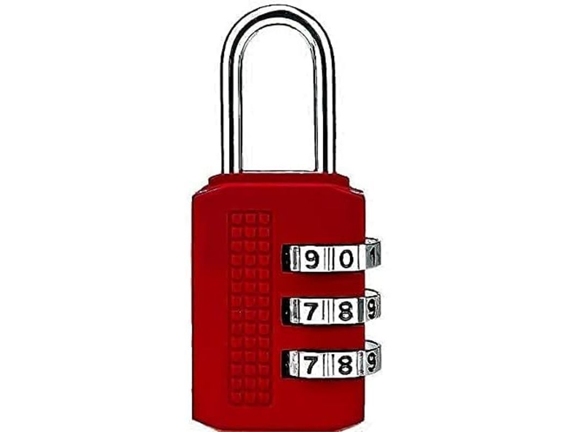 Candado De Combinación De 3 Dígitos Fácil De Configurar, Sin Llave, 1000 Combinaciones, Duradero, Rojo, Para Uso En Gimnasios.