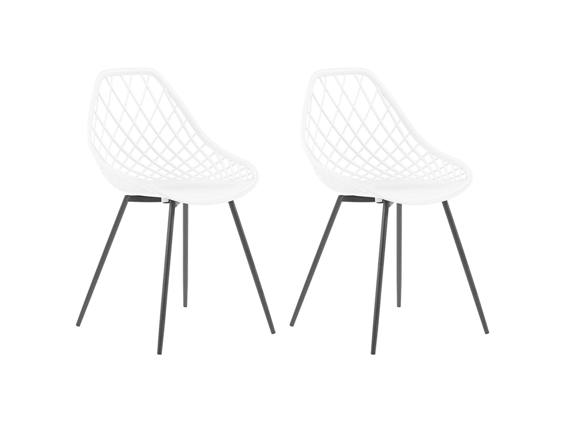 Conjunto de 2 cadeiras de jantar em estilo escandinavo BELIANI Canton de Material sintético Branco 46x52x86