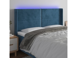 Cabecero Con Led De Terciopelo Azul Oscuro 163x16x118/128 Cm
