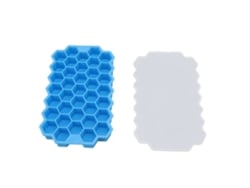 Moldes de silicona flexibles Baok para 37 cubitos con tapa para congelar, color azul.