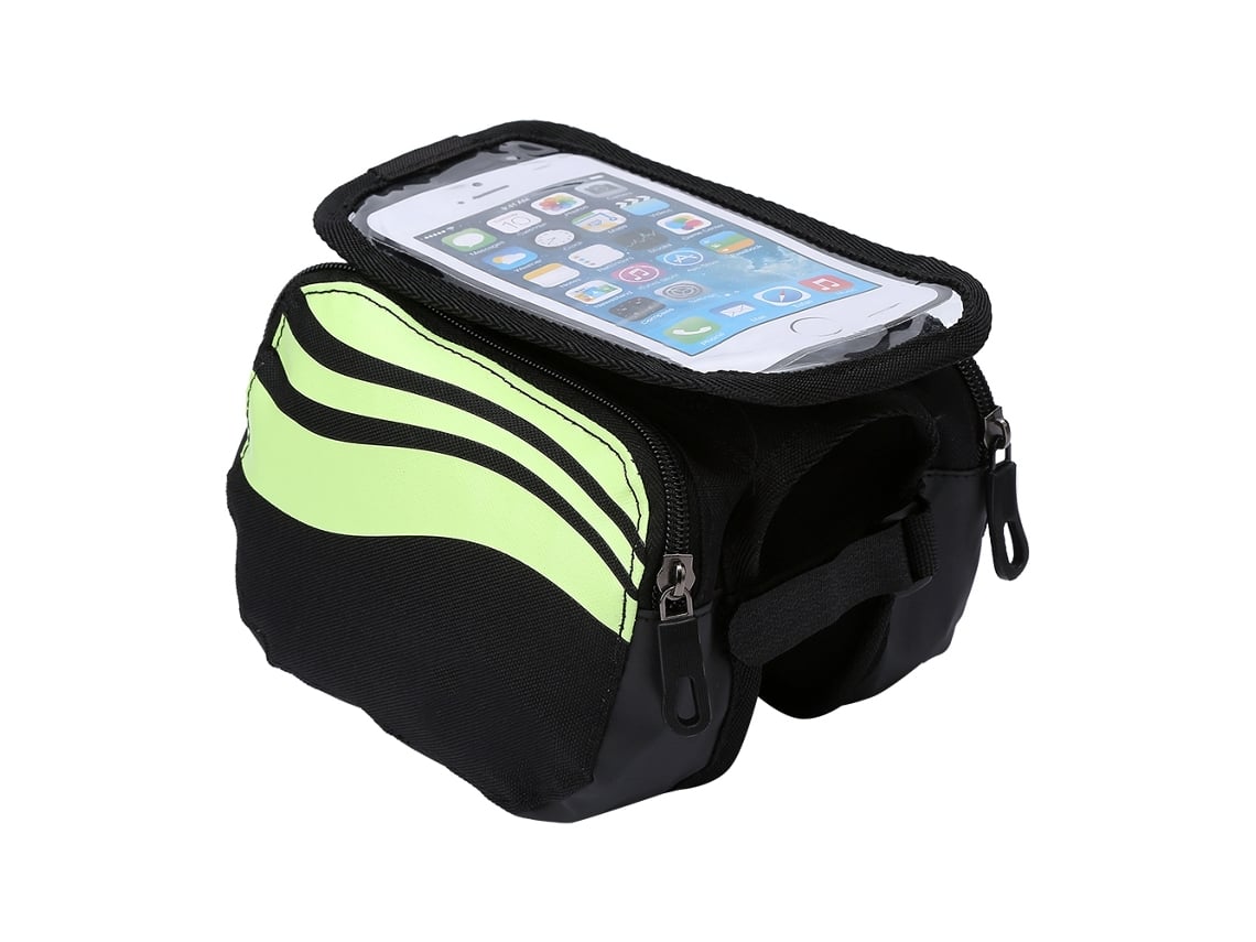Bolsa Para Bicicleta Frame Panniers Frontal Com Tela Touch Para Celular 4.8-5.7 Polegadas Verde Lima