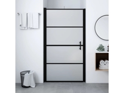 Puerta De Ducha De Vidrio Templado Esmerilado Negra 81x195 Cm