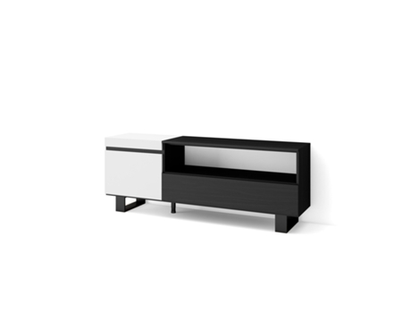 Mueble TV Televisión 150x57x35cm Para TV hasta 65 Diseño industrial Blanco y negro