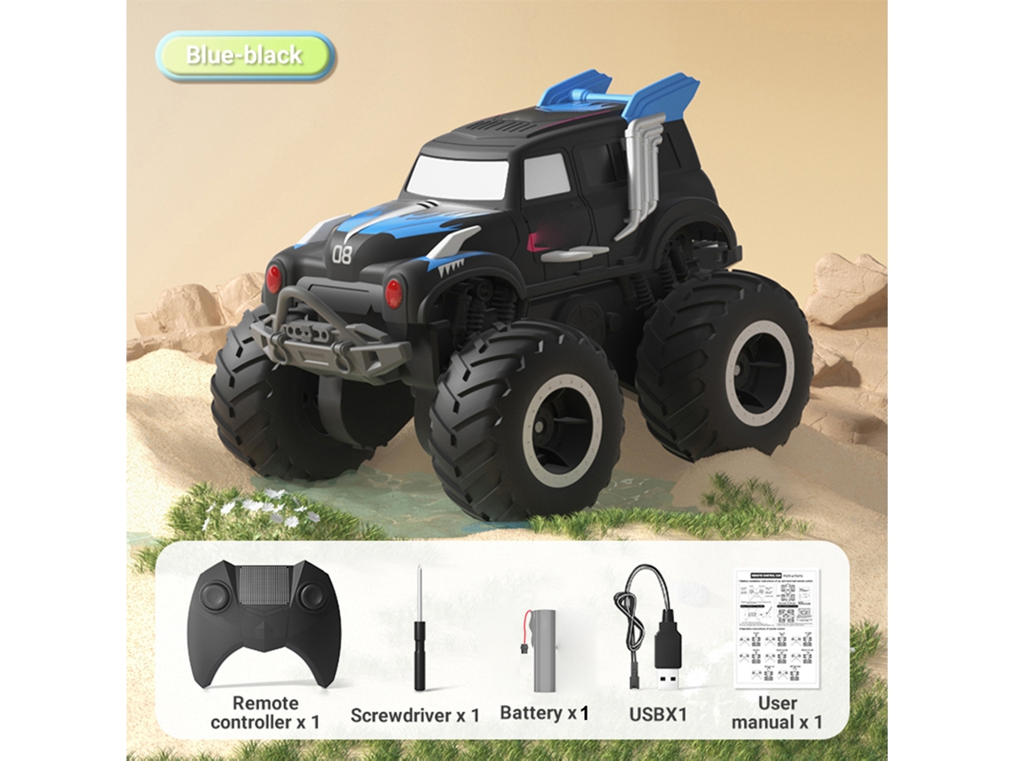 Coche Acrobático Teledirigido, 4x4, 2,4 Ghz, Todoterreno, Anfibio, Regalo Para Niños Y Niñas, Azul.