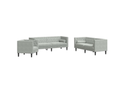 Maison Exclusive - Set Sofás Chesterfield Con Cojines 3 Pzas Terciopelo Gris Claro