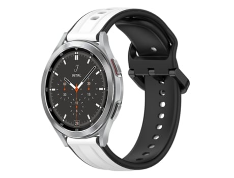 Correa de reloj inteligente para Samsung Galaxy Watch 4 Classic 46 mm 20 mm Bucle convexo de silicona bicolor (blanco + negro)