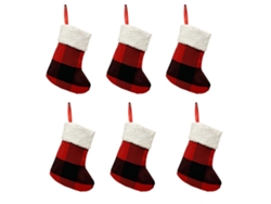 KOFIHETY 6uds Calcetines Navidad Bolsa Regalo Adorno Rojo Negro Funda Dulces para Árbol Habitación Clase