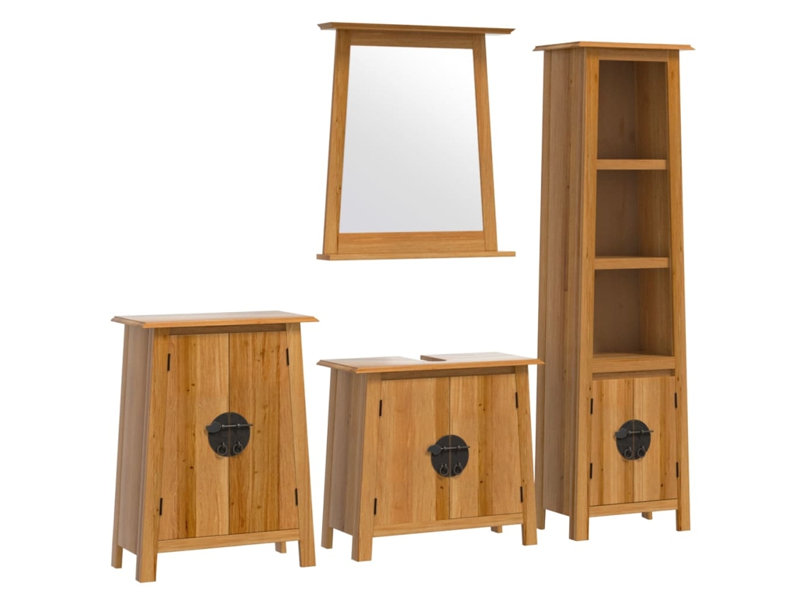 Conjunto de 4 Muebles de Baño en Madera Maciza de Pino EXCLUSIVO MAISON