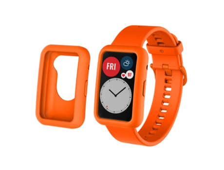 Correa de Silicona ajustable antiarañazos para Huawei Watch Fit - anaranjado