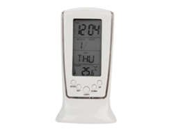 Despertador digital con pantalla LED, termómetro digital, reloj, hora, fecha, semana, temperatura, pantalla con retroiluminación azul, despertador portátil.