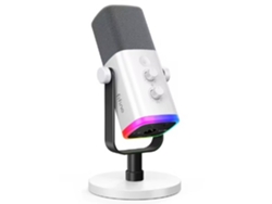FIFINE Am8W Xlr/Usb Rgb Blanco Micrófono Dinámico con Conector para Auriculares para Podcasting y Streaming Ps4/Ps5/Pc