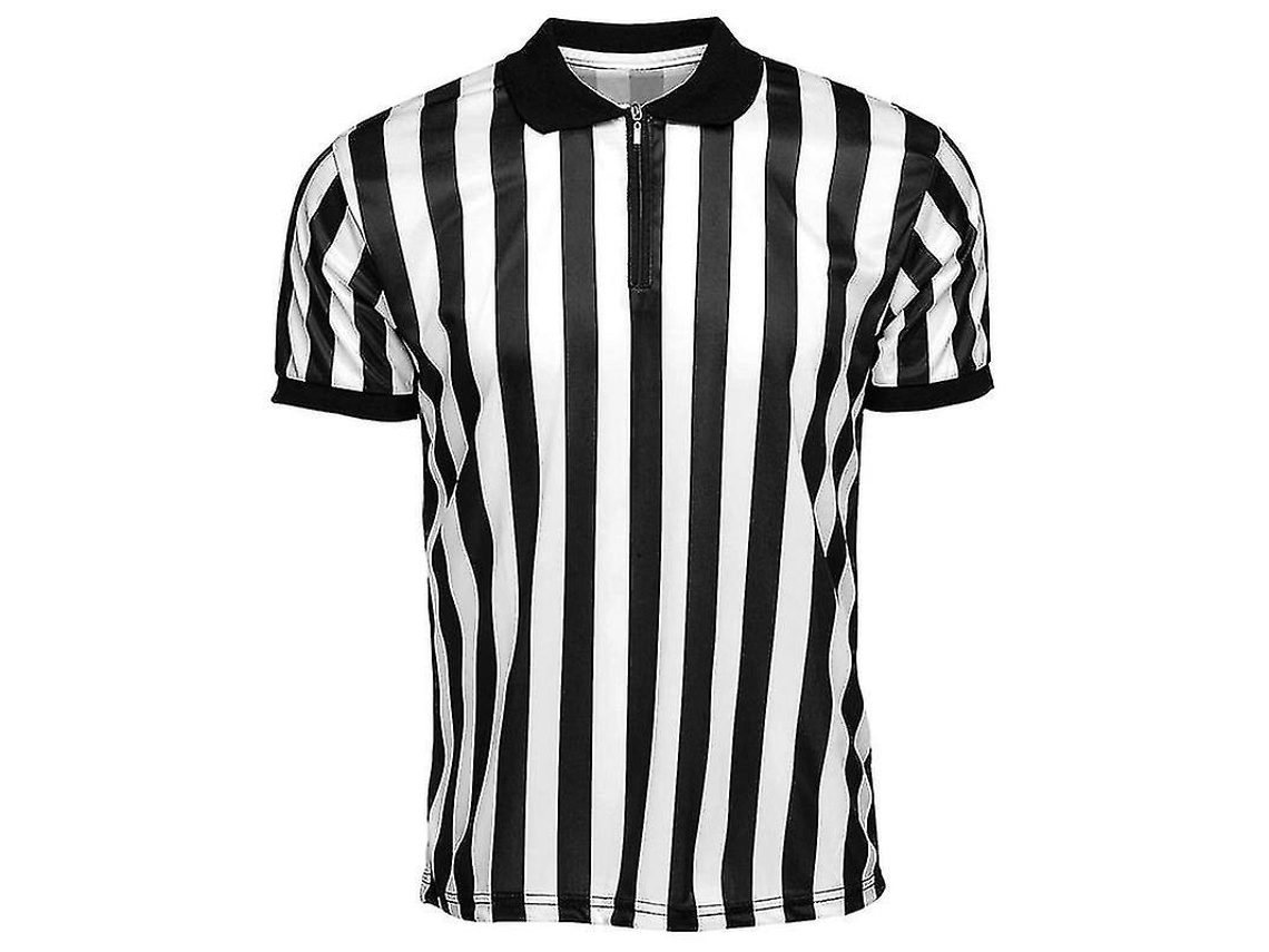 Camiseta de árbitro Sygo de manga corta a rayas blancas y negras, transpirable para baloncesto y béisbol.
