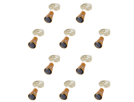 Paquete de 10 luces solares para botellas de vino, 20 luces LED de corcho para fiestas, bodas, exteriores, jardín, patio, decoración