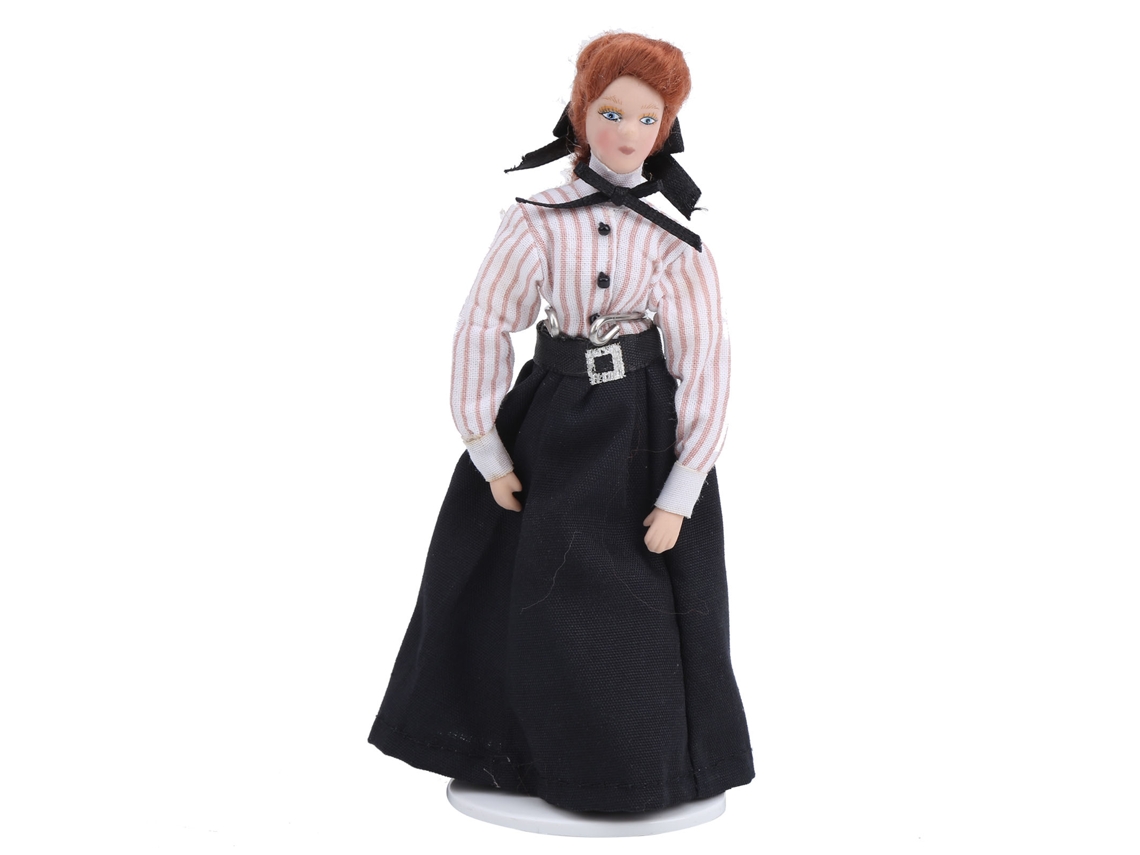 BJ Miniatura Casa de Cerâmica Boneca Mulher em Escala 1:12 com Vestido Longo Brinquedo Master Decoração