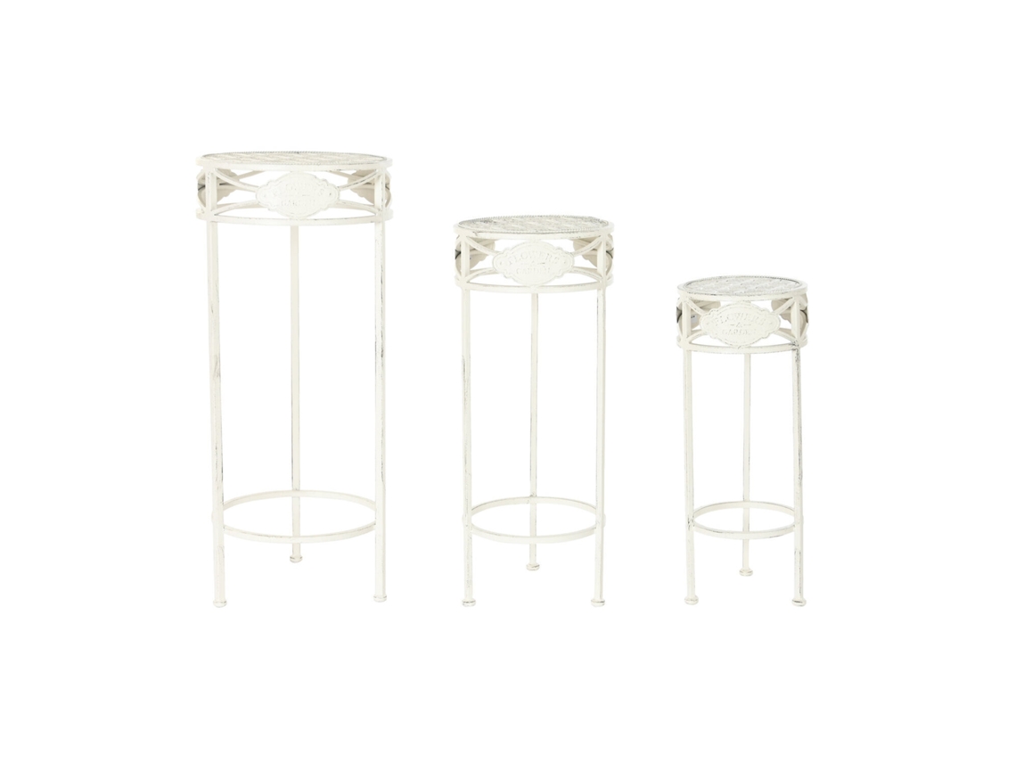 Set 3 Mesita Auxiliar Metal Blanco 30,5x30,5x70cm