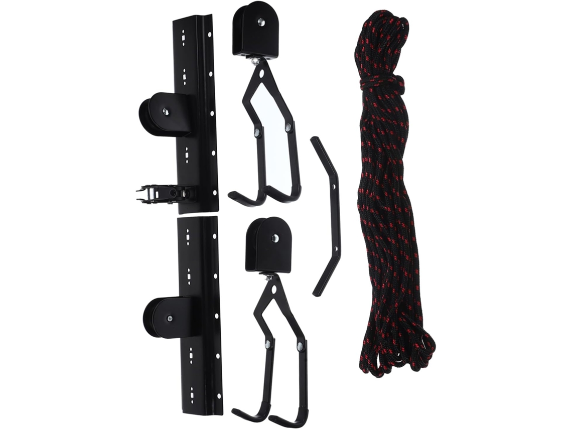 Soporte de pared reforzado para bicicletas de montaña con ganchos de acero y cuerda, optimiza el espacio - Gokoco