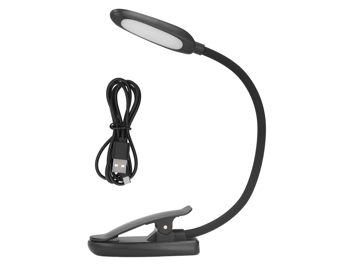 Lámpara de lectura BJ con clip, 6 LED y USB, lámpara de oficina flexible de 360° para escritorio y mesita de noche.