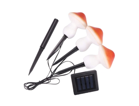 Paquete de 3 farolas solares con luz decorativa de setas para patio trasero, camino de césped, luz de camino de acera