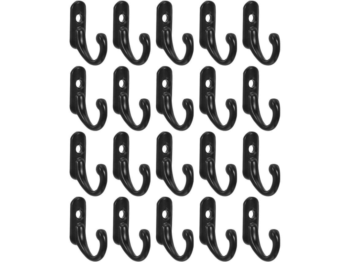 Juego De 20 Ganchos De Pared Negros, Mini Ganchos De Aleación Retro Para