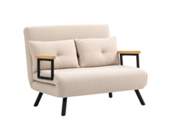 Sofá Cama Convertible 4 En 1 Sillón Cama 2 Plazas Plegable Respaldo Ajustable De 5 Niveles Almohadas 102x73x81cm Beige