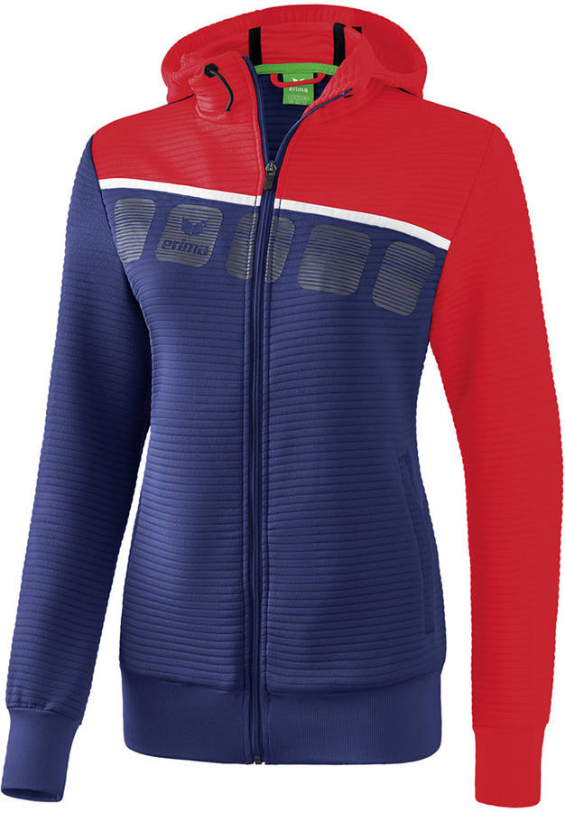 1031916 Chaqueta Mujer entrenamiento con capucha erima azul rojo y 36