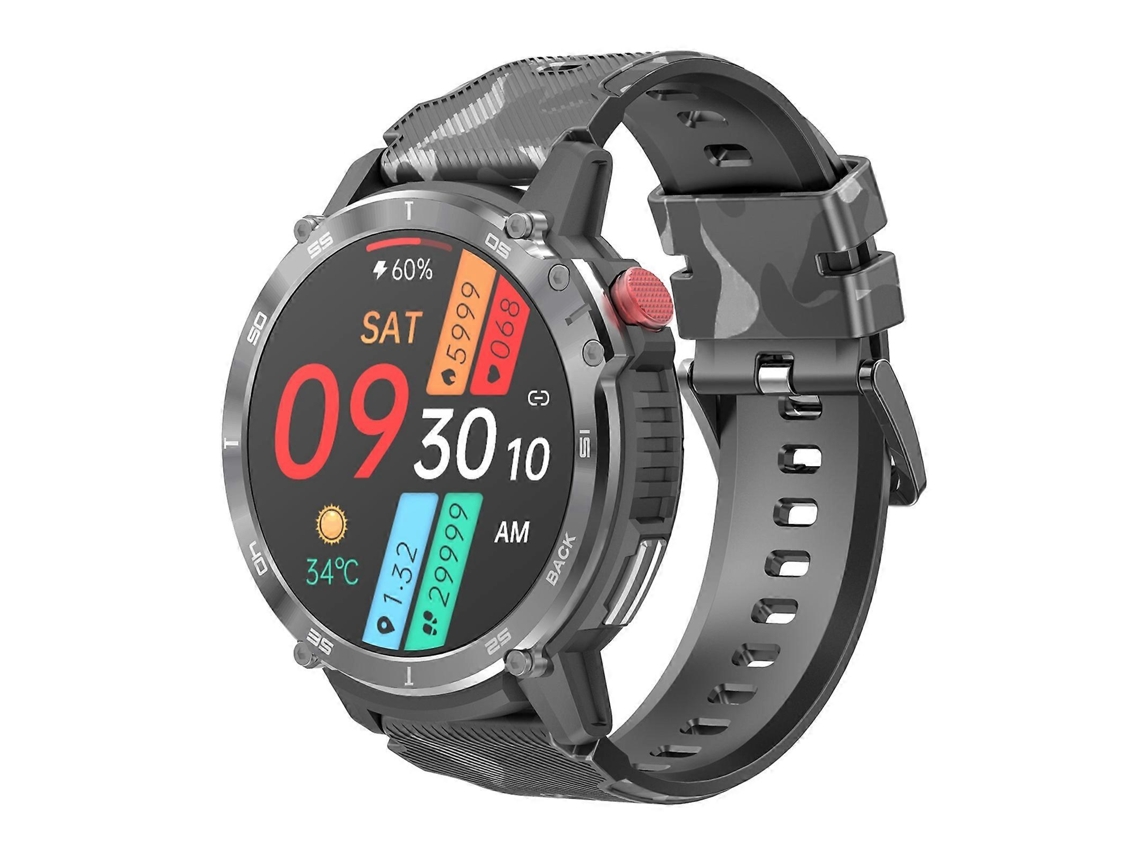Reloj inteligente Bluetooth C22 con pantalla redonda de 1,6 pulgadas, compatible con monitores de salud y 24 modos deportivos Ly Ebike