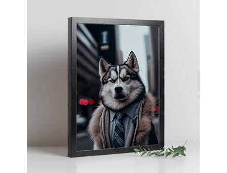 NACNIC Lámina Husky Siberiano Compasivo En Estilo Fotografía A Todo Color Divertidas Ilustraciones Realistas De Animales Con Ropa Humana