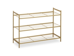 Relaxdays Zapatero Extensible Metal, Mueble Organizador Zapato, 3 Baldas, 9 Pares, Pasillo, Entrada, 50x70x26 Cm, Dorado