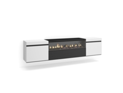 Mueble de TV SKRAUT HOME para TVs hasta 80'' (Blanco - Melamina - 200x35x45 cm)