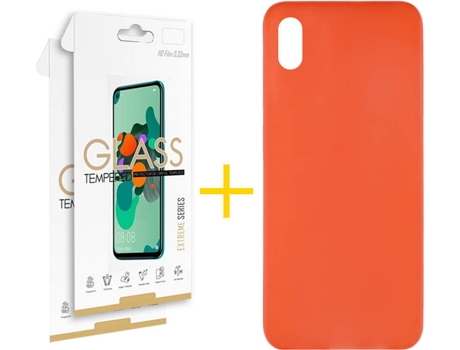 Kit Funda + 2 Protectores de Pantalla Huawei Y5 2019 SKYHE Liso 9 Rojo