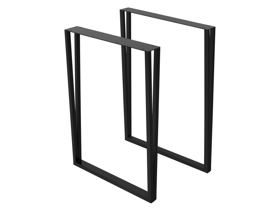 Set de 2 Patas de mesa industrial ML-Design 50 x AL 71,5 cm acero negro en forma rectangular