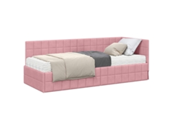 Syfax™ Estructura De Cama Esquina Con Colchón 2 Pcs Gris Terciopelo
