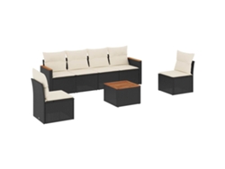 Maison Exclusive - Set De Comedor De Jardín 7 Pzas Y Cojines Ratán Sintético Negro