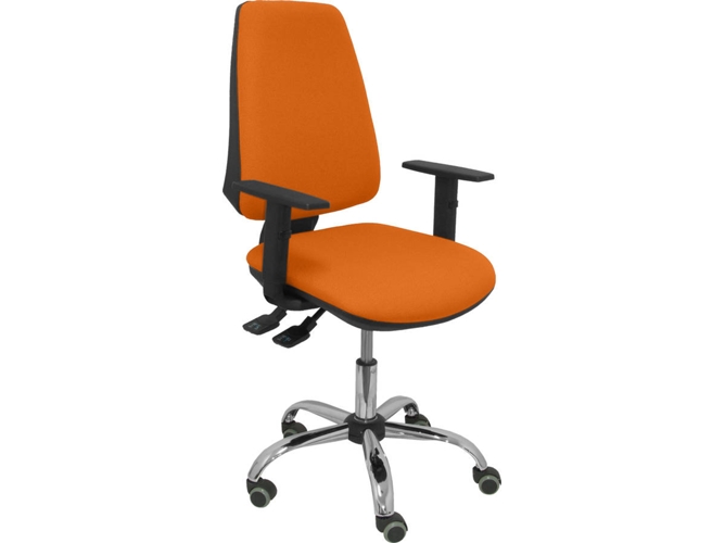 Silla de Escritorio Operativa PYC Elche S24 Naranja con ruedas antiarañazos (Brazos Ajustables - Tejido)