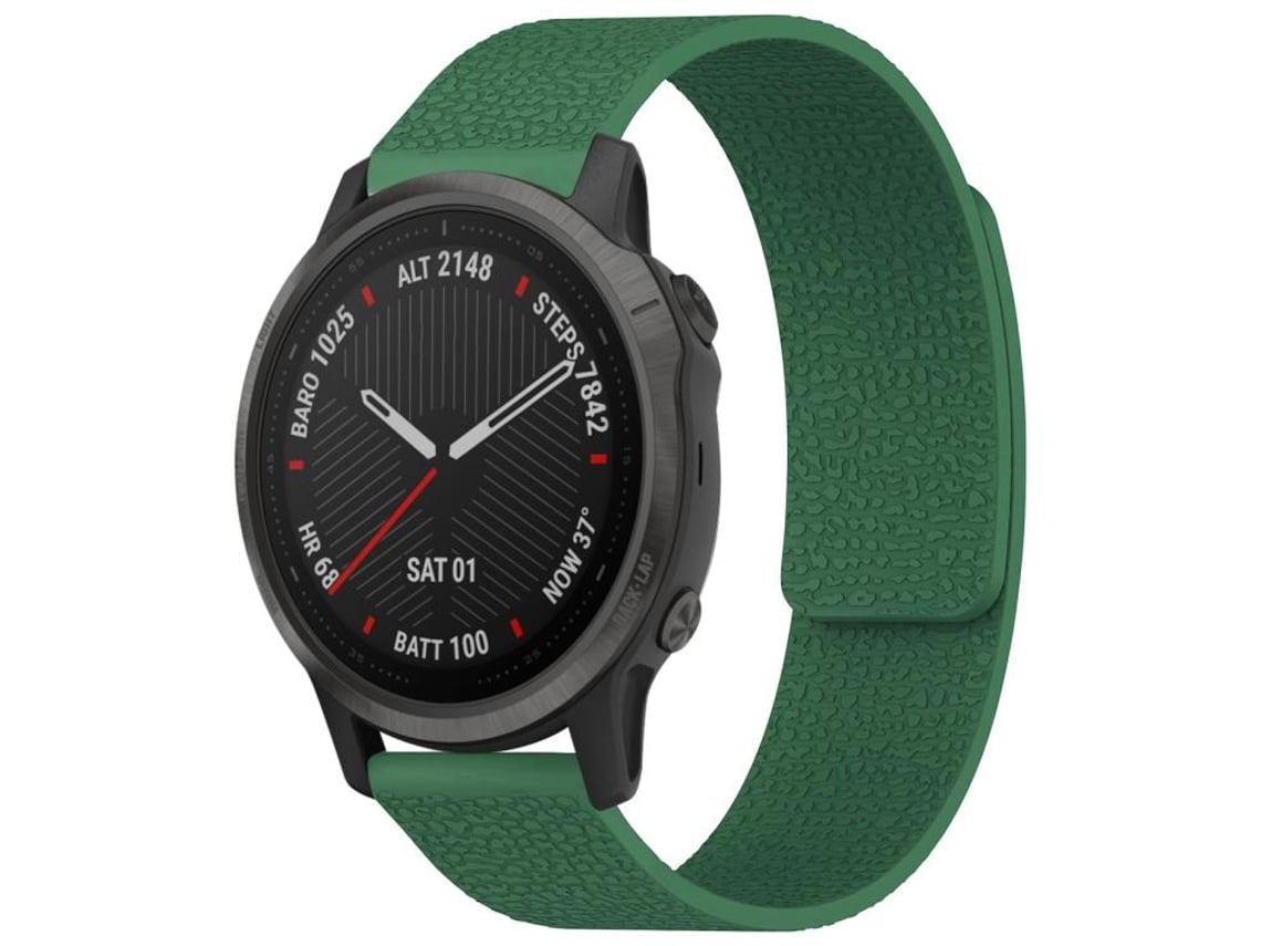 Bracelete Para Garmin Fenix 8 / 7s / 6s / 5s (20mm) - Silicone Magnético - Textura De Lichia Verde Escuro