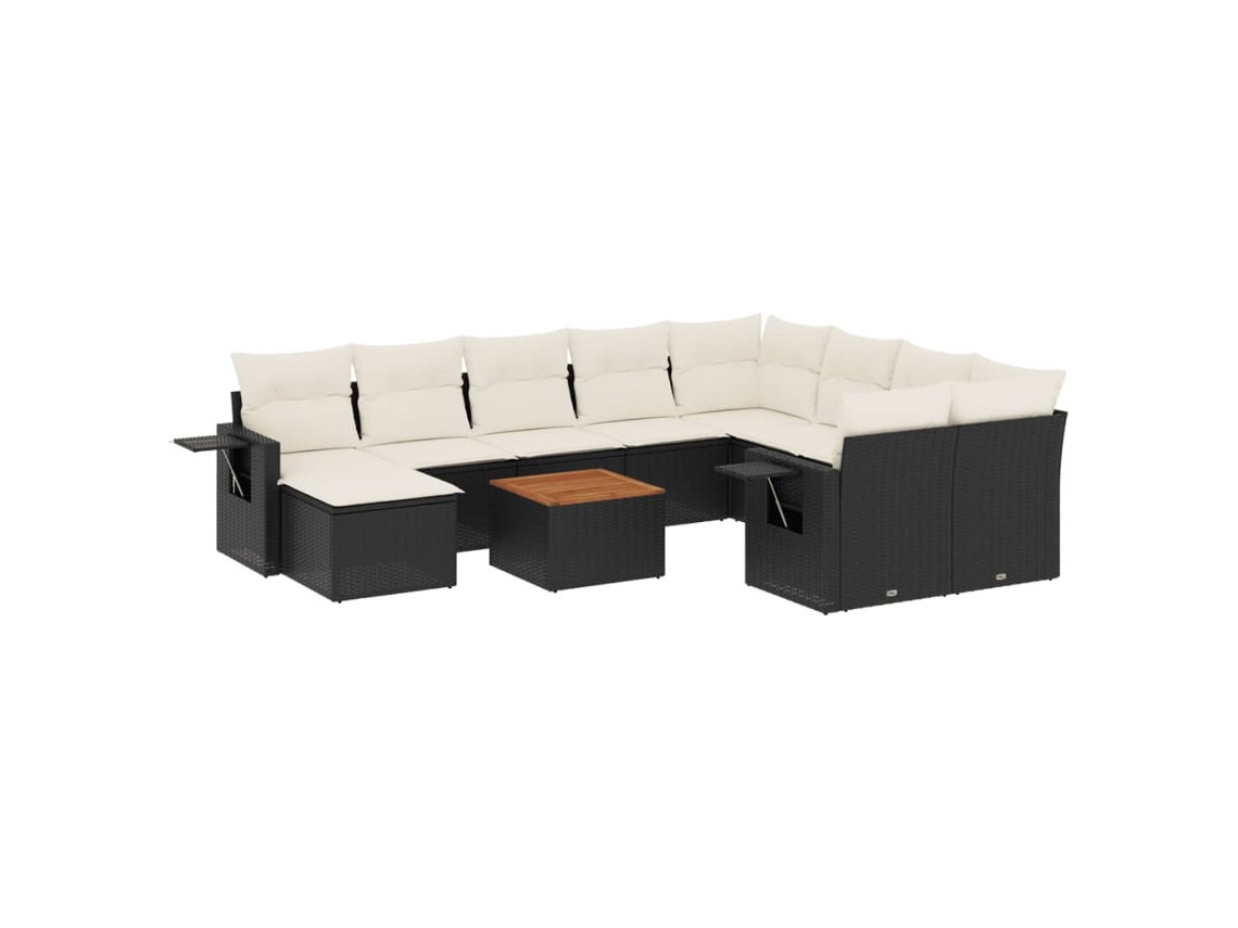 Maison Exclusive - Set De Sofás De Jardín 11 Pzas Y Cojines Ratán Sintético Negro