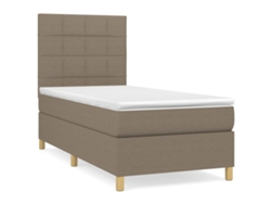Maison Exclusive - Cama Box Spring Con Colchón Tela Gris Taupe 100x200 Cm