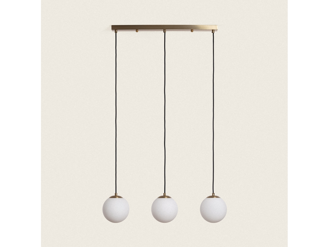 LEDKIA Lámpara Colgante Metal y Cristal Moonlight Brass 3 Focos Dorado