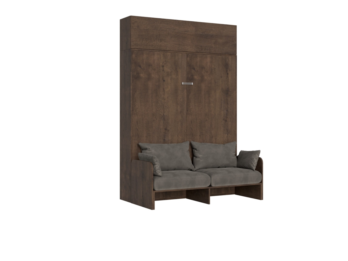 Cama de Matrimonio Sofá Kentaro Noce Mueble Pared Espejo ITAMOBY Marrón (220x100x112cm)