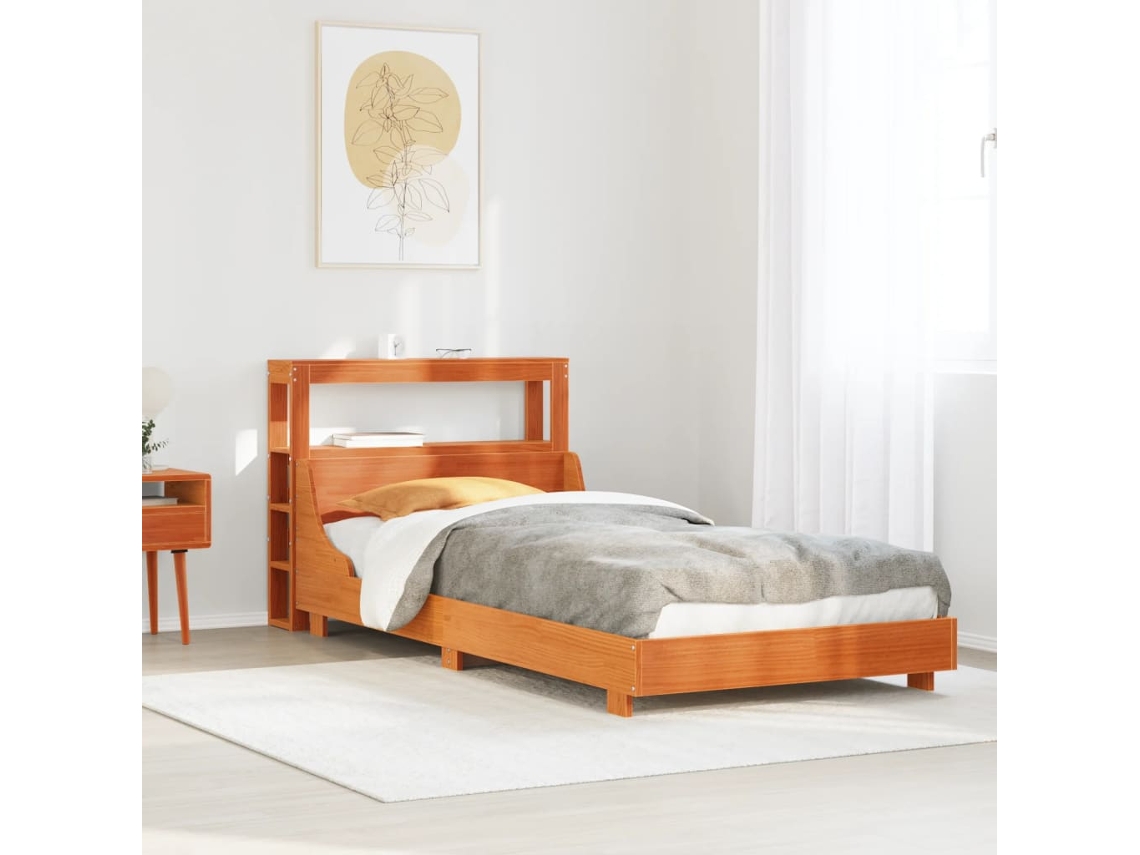 Estructura De Cama Sin Colchón Madera Maciza Marrón 75x190 Cm